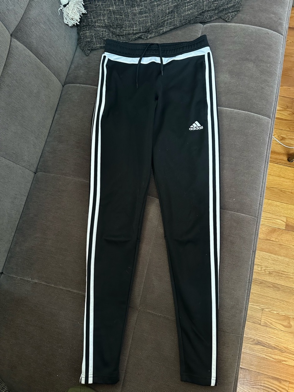 adidas Black Jogger Pants with White Side Stripes
